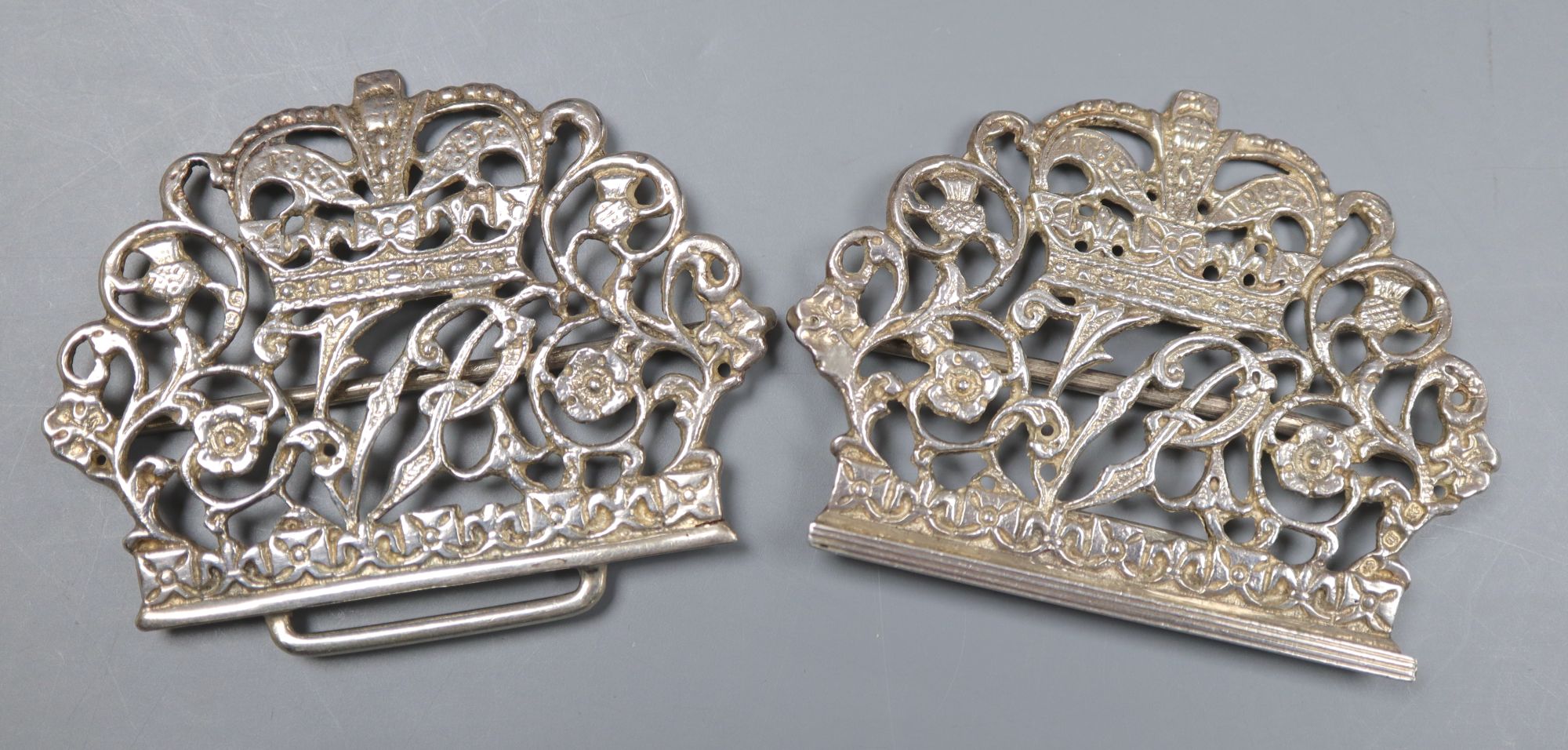 A late Victorian pierced silver Diamond jubilee commemorative nurses buckle, Birmingham, 1896, 10.3cm, 56 grams.